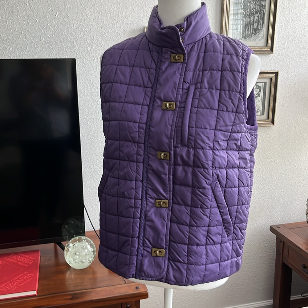 Jones New York Purple Quilted Vest w/ hood